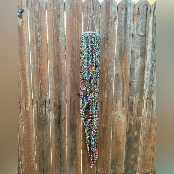 Beaded Spiral Chandelier 4 ft+ Handmade Bohemian Czech Glass Sun Catcher Mobile - Picture 5 of 10